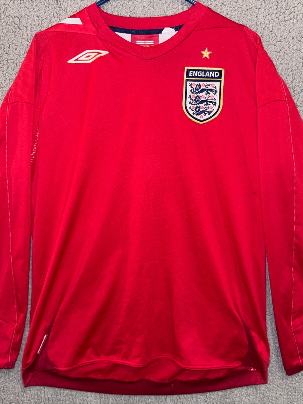ENGLAND 2004 2006 AWAY FOOTBALL JERSEY UMBRO VINTAGE LS - Large World Cup
